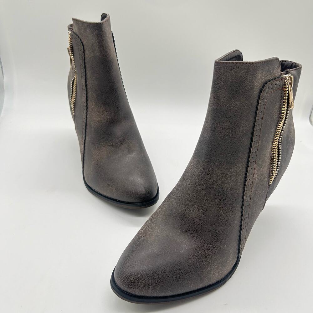 Forever Boots Womens 10 Brown Camila-65 Block Heel Ankle Booties NEW